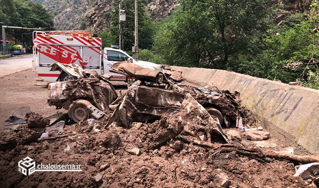 عکس سیل جاده چالوس رستوران دربند خرداد 1403