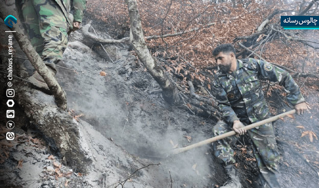 شعله ور شدن دوباره آتش در ارتفاعات چالوس