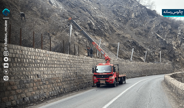 فاز دوم اجرای سقف گالری با فوم‌ بتن و اجرای راک‌ فال جاده چالوس