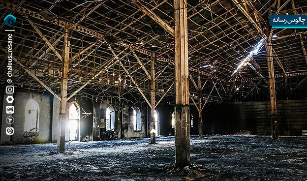 آتش زدن مصلی رامسر توسط اغتشاشگران